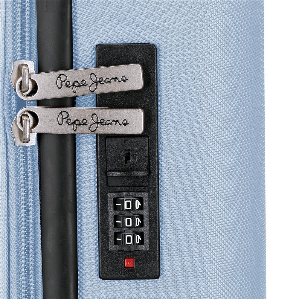 Pepe Jeans Olivia Maleta de Cabina Azul Claro 40x55x20 cm Rígida ABS Cierre de combinación Integrado 37L 2,6kg 4 Ruedas Dobles Equipaje de Mano by Joumma Bags