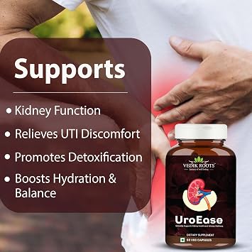 UroEase Ayurvedic Herbal Supplement to Help Maintain Kidney Health & Uric Acid Level Provides Support to Manage Urinary Tract 60 Veg Capsules (Pack of 3)