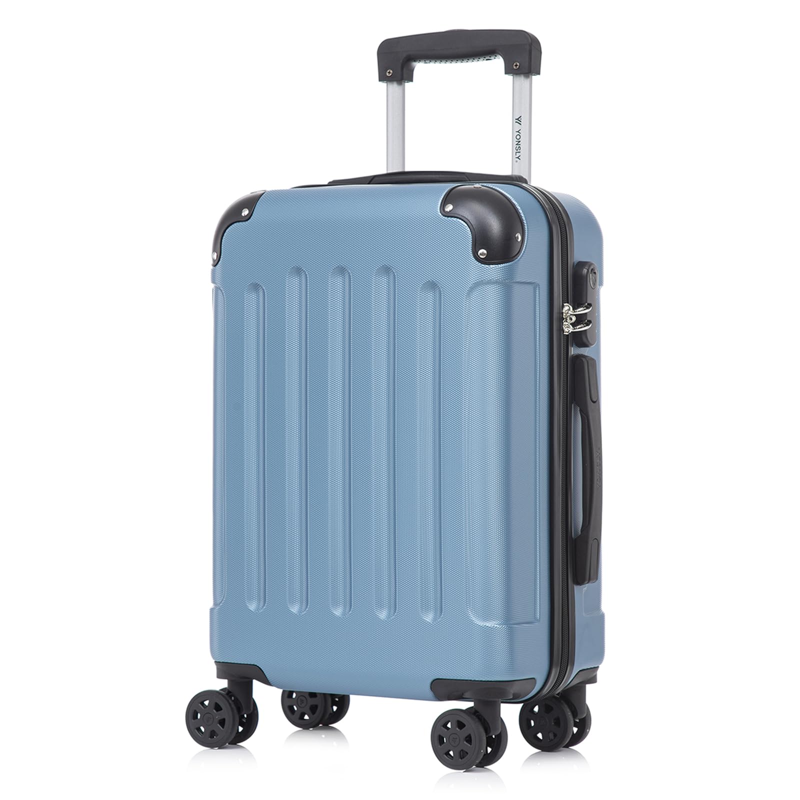 yonsly Koffer Suitcase, Trolley Reisekoffer, Rollkoffer Handgepäck mit 4 Rollen 360°, ABS Hartschalen, Sicherheitsschloss, Weicher Gummigriff, 210D-Futter