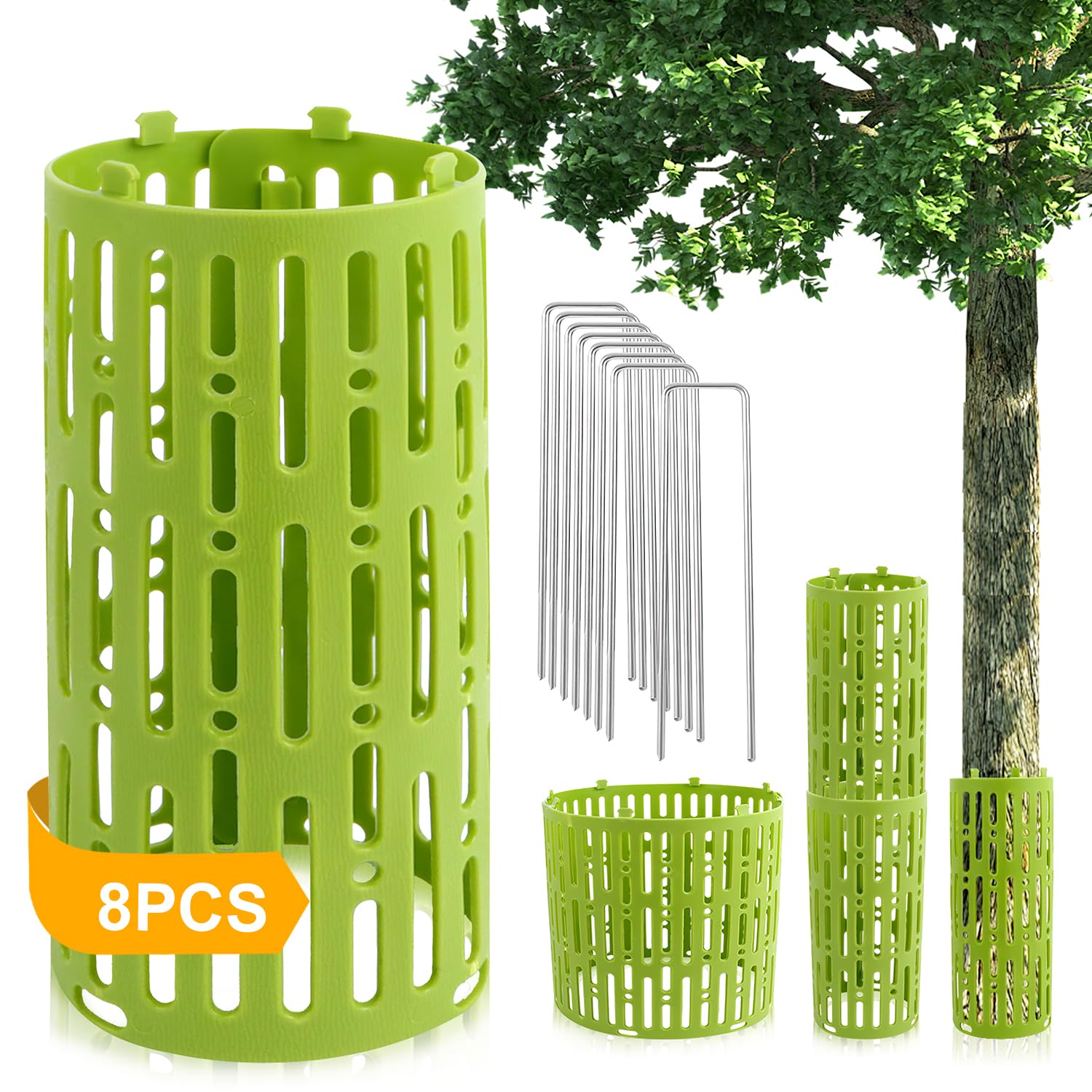 Tree Protection Wild Bite and Mowing 8 Pieces Tree Bark Protection Trunk Protection for Fruit Trees Tree Trunk Protection Expandable Tree Protection Protect Plants from Trimmers Lawn Mowers