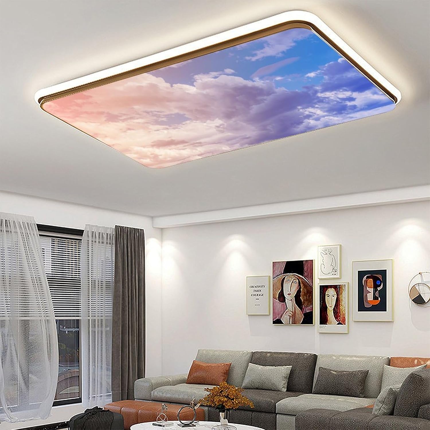 2PCS Fluorescent Light Cover for Ceiling Light Classroom-Cloud Magnetic Light Cover Fluorescent Light Shade Panel,Decorative Film Filter for Reducing Harsh Glare Flicker Home School Office Decorations