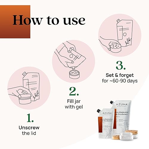 Miniatura 8 de Azuna Bolsa de repuesto de gel removedor de olores totalmente natural, purificador de aire con aceite de árbol de té, a base de plantas y larga