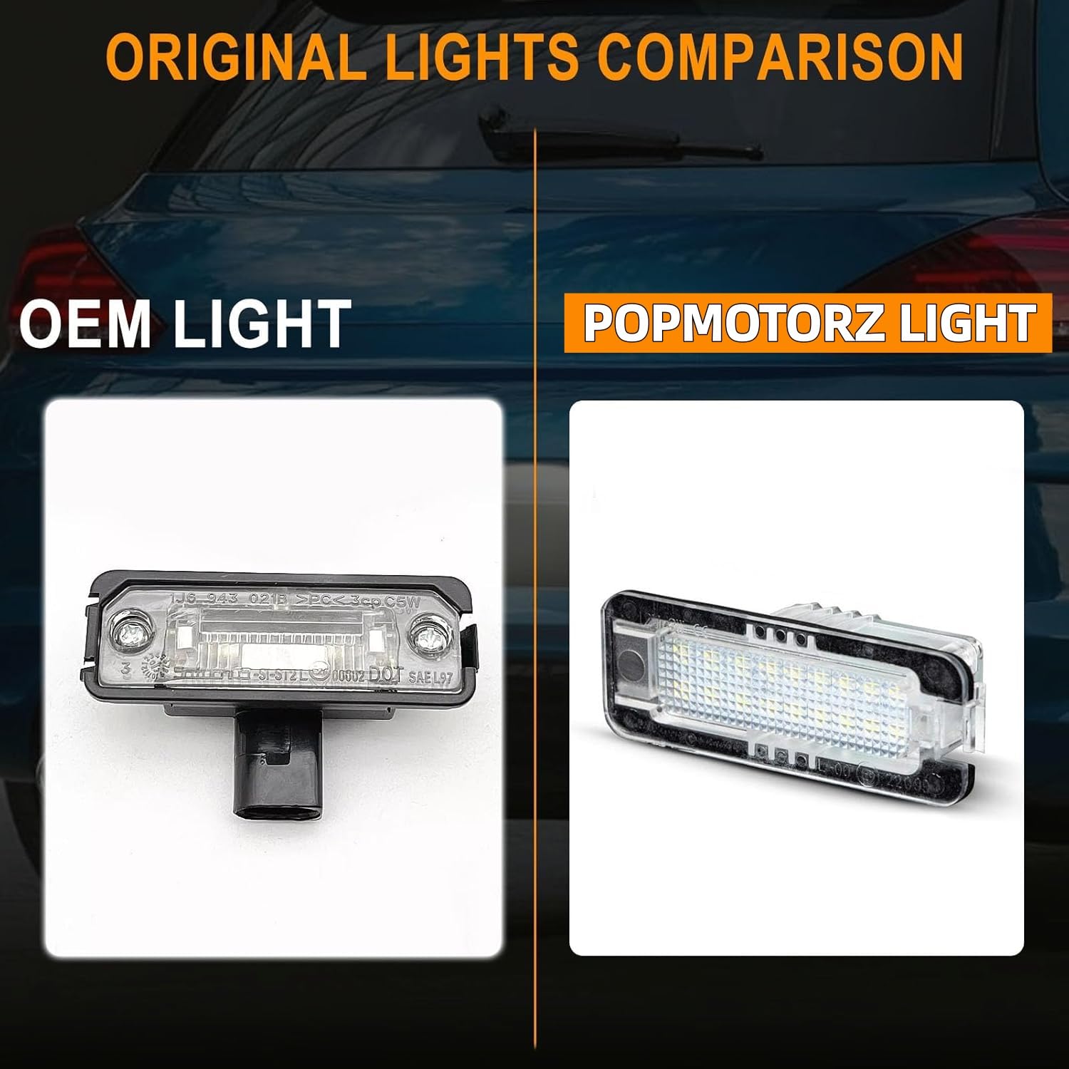 POPMOTORZ 2 Pezzi LED Luci Targa 18 2835 SMD Lampada Luce Targa per GOLF 4 5 6 7, Con Canbus Senza Errori per Lupo/Scirocco/Phaeton/Polo 9N 6R/Passat 3c B6 CC