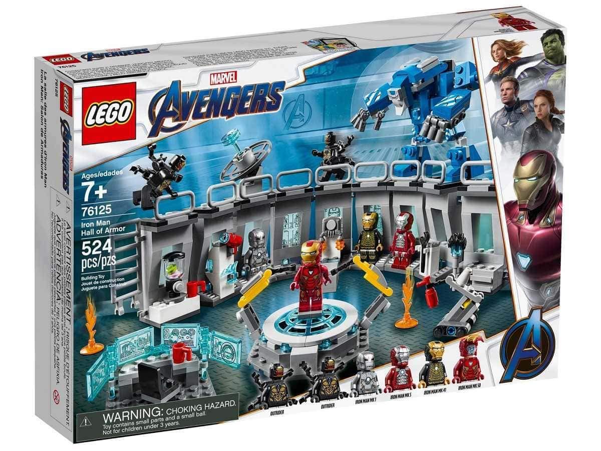 LEGO Marvel Avengers Iron Man Hall of Armor 76125 Kit de Construction Tony Stark Iron Man Costume Figurines (524 pièces)