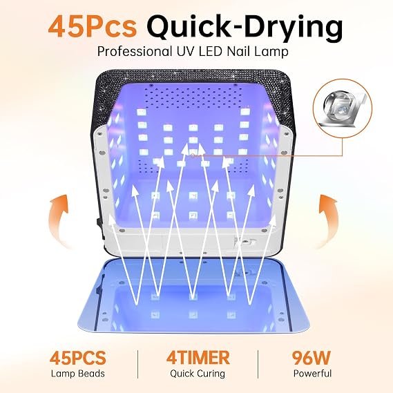 Cordless UV LED Nail Lamp, 96W UV Light for Gel Nails