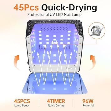 Cordless UV LED Nail Lamp, 96W UV Light for Gel Nails