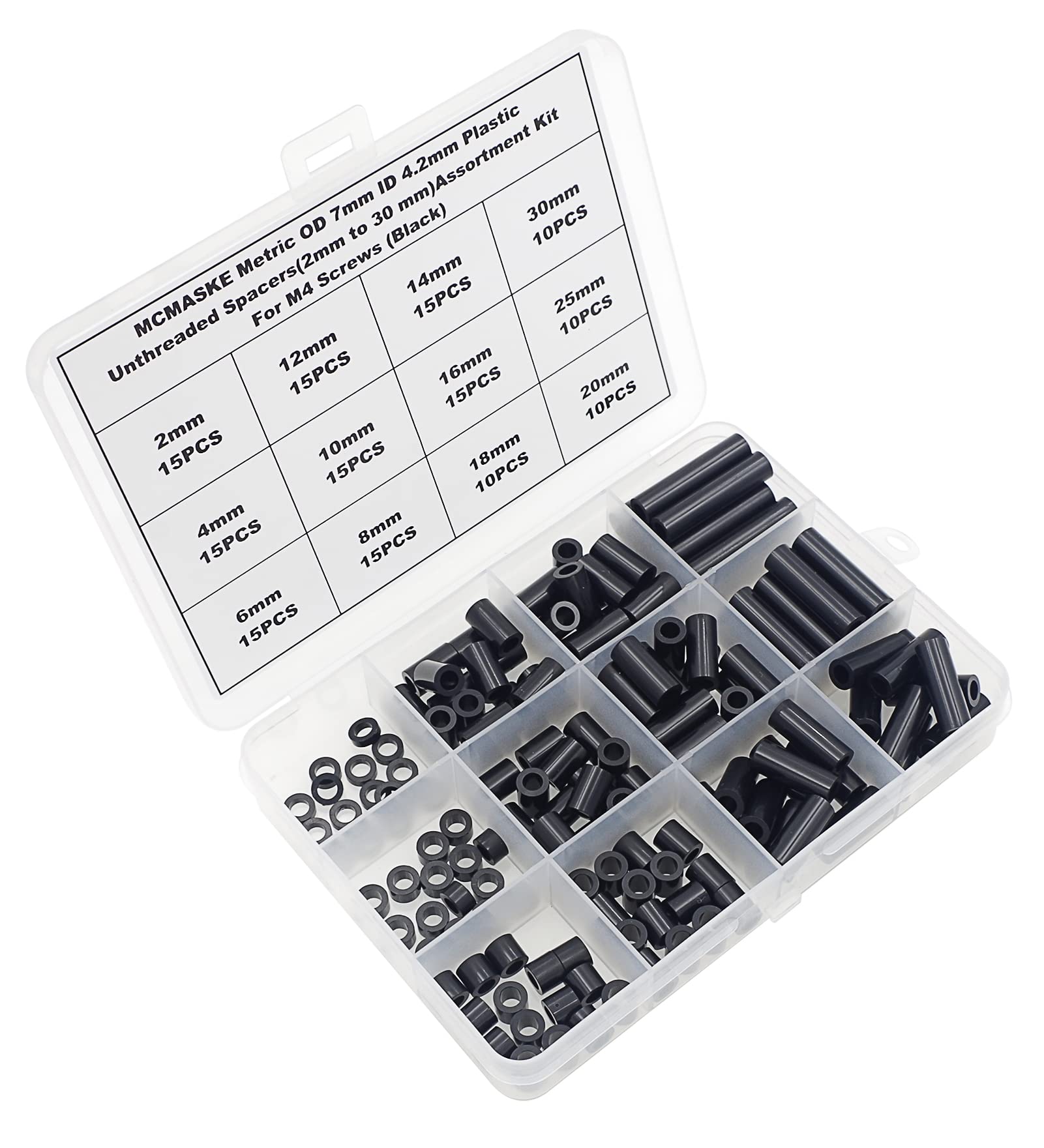 160 Spacers for M4 Screws - Black ABS Clearance Standoffs -2