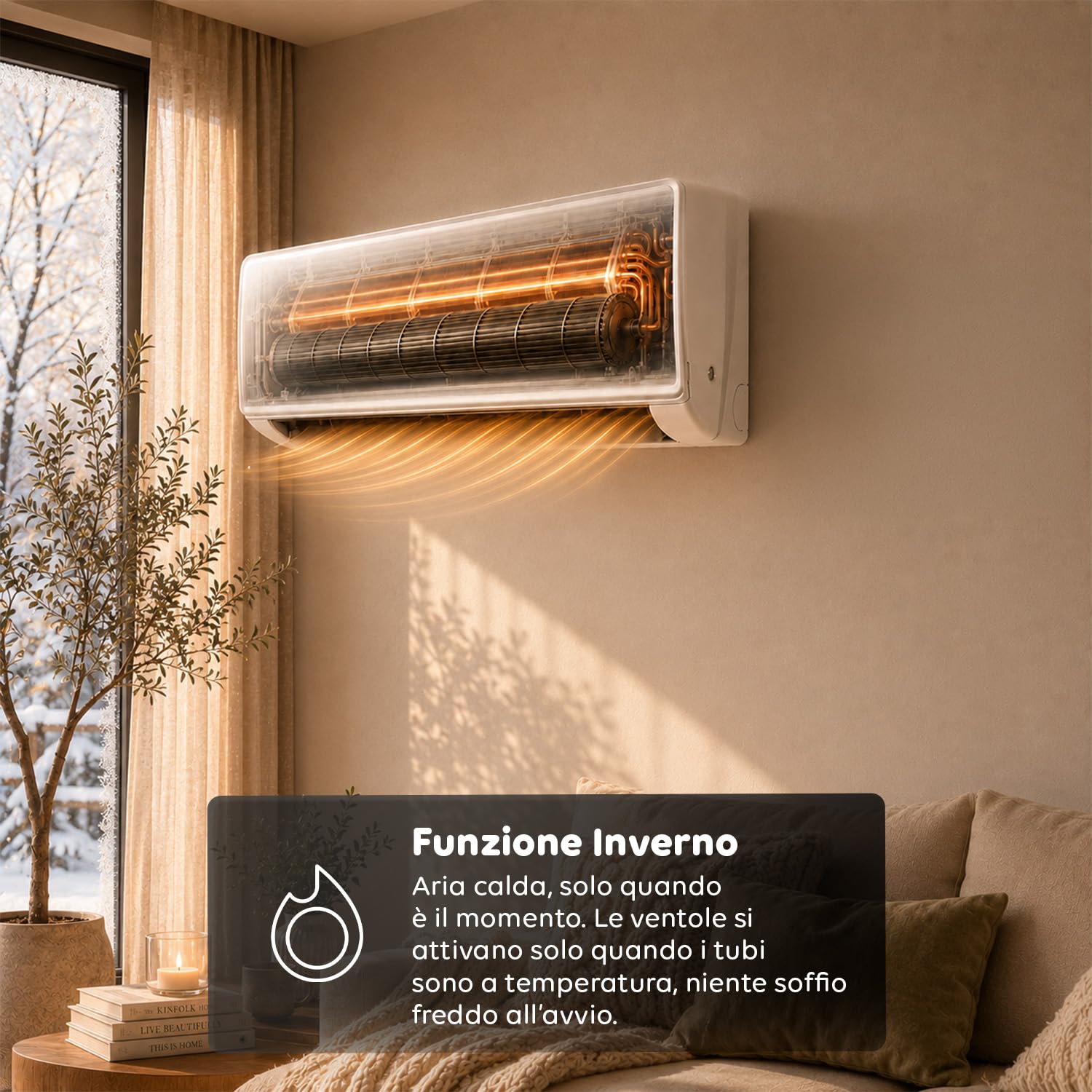Wintem – Condizionatore 12000 BTU Inverter R32, Wi-Fi, A++/A+, Compressore GREE | Climatizzatore 12000 BTU Fisso, Pompa di Calore, 65 dB(A), Turbo, Sleep, Display LED