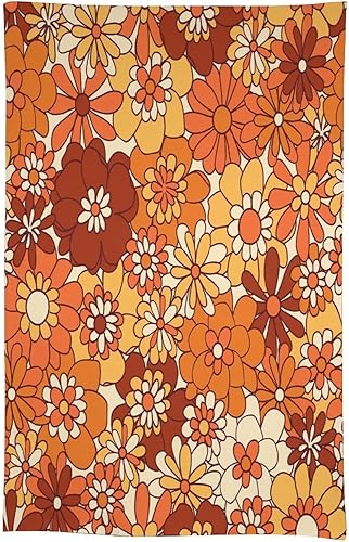 Miniatura 970 de Mantel floral hippie, diseño retro de los años 70, naranja, rosa, azul, floral, bohemio, estampado estético de margaritas, para fiesta, picnic