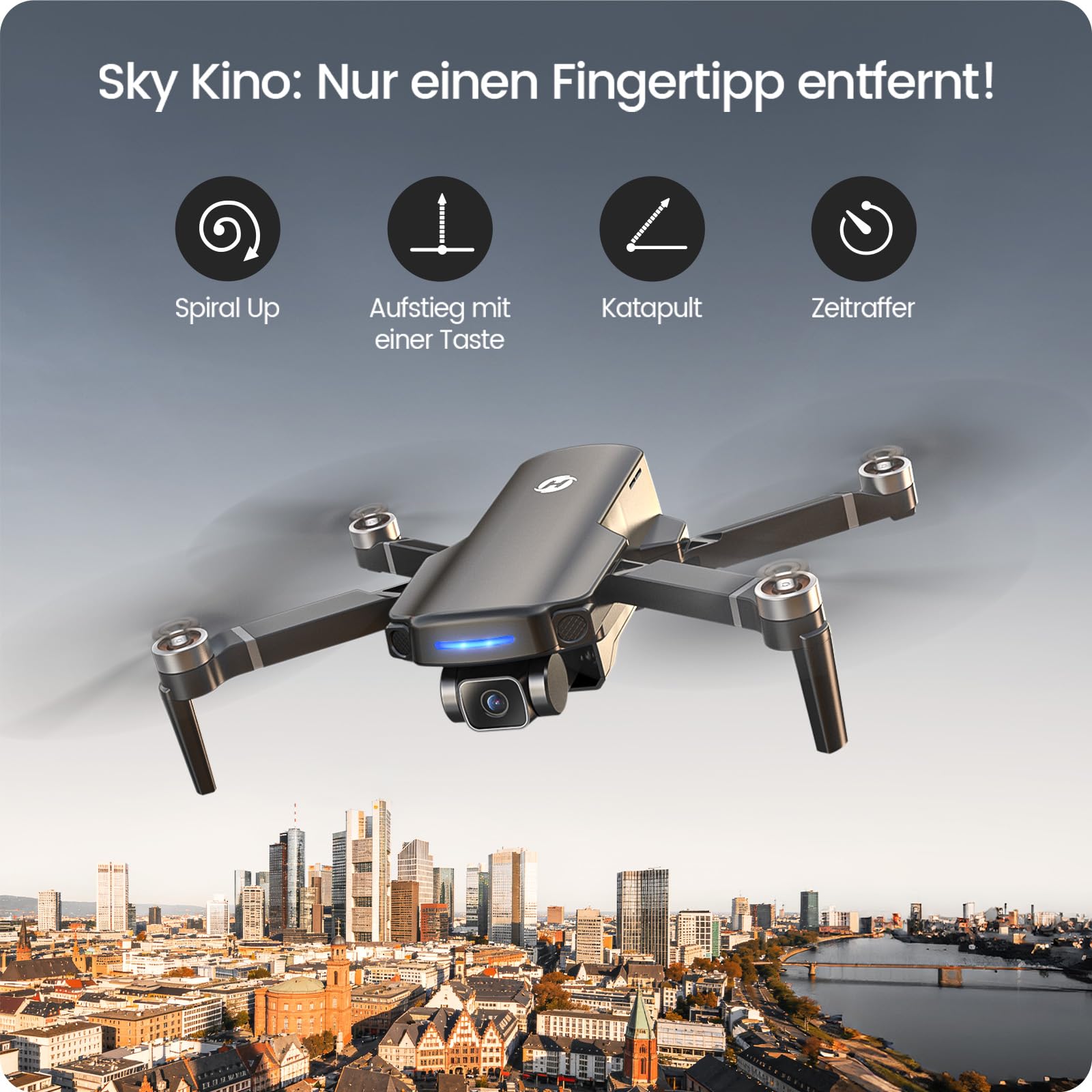 Holy Stone GPS Drohne mit 40 Min Flugzeit (2 Akkus), 4K Kamera, Auto-RTH, 5GHz WiFi bis 3000 m, unter 249g, faltbar, ideal für Outdoor & Einsteiger, C0