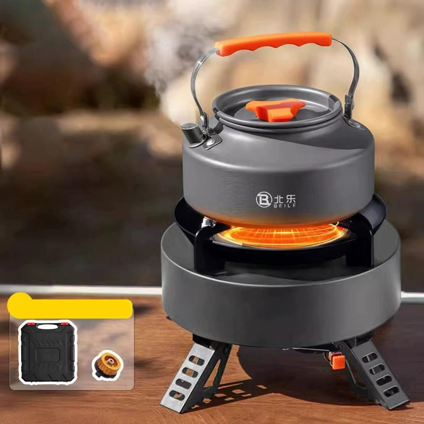 Hornillo de Camping Quemador Plegable y Resistente al | Quemador con Protector contra el Para Actividades al Aire Libre Senderismo Pesca Viajes Trekking Hombres Mujeres Niños