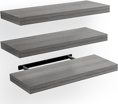 Miniatura 11 de AMADA HOMEFURNISHING - Estantes flotantes, estantes de pared para sala de estar, dormitorio, baño, cocina y organización de oficina en casa, Negro