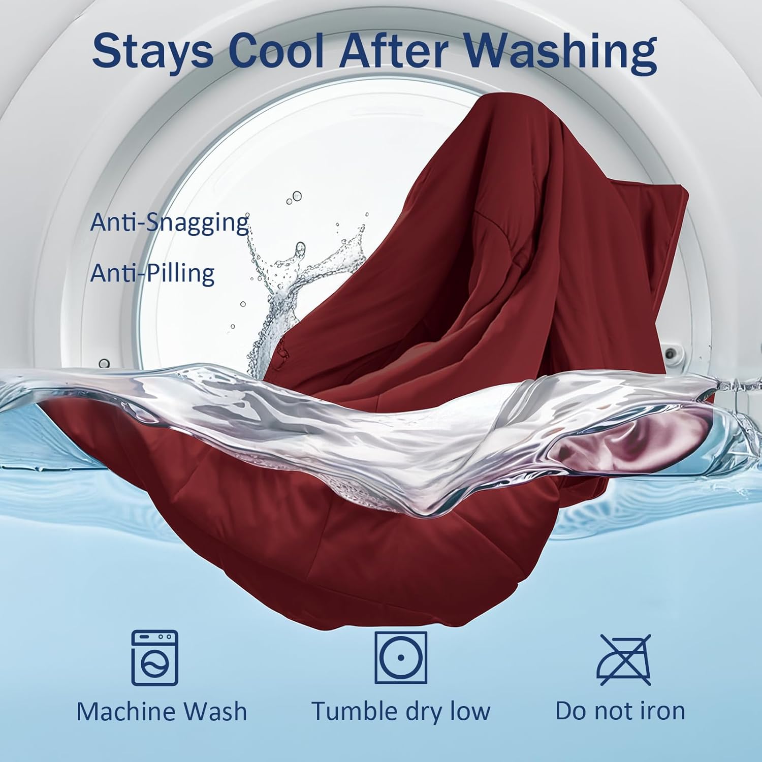 Soft Cooling Comforter, Full/Queen Cooling Blankets for Hot Sleepers, Double-Sided All-Season Cold Breathable Lightweight Blanket for Night Sweats, True Red, 90''x90''