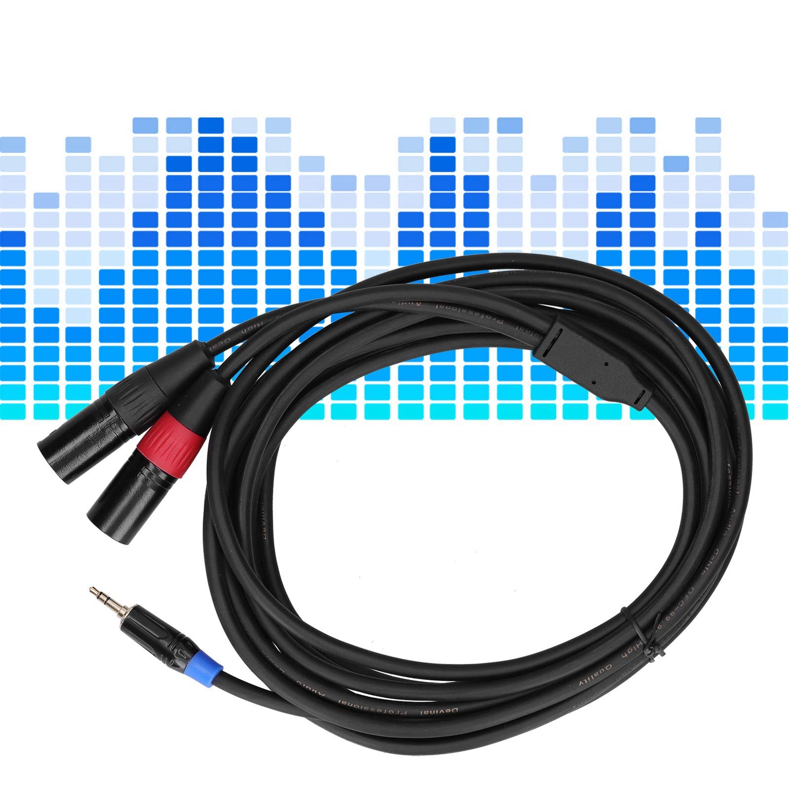 MOBOREST Dual XLR naar 3.5mm Jack Splitter Patch Kabel, 3.5mm TRS Stereo Male naar 2 XLR Male aux kabel met mic -1.5Meters