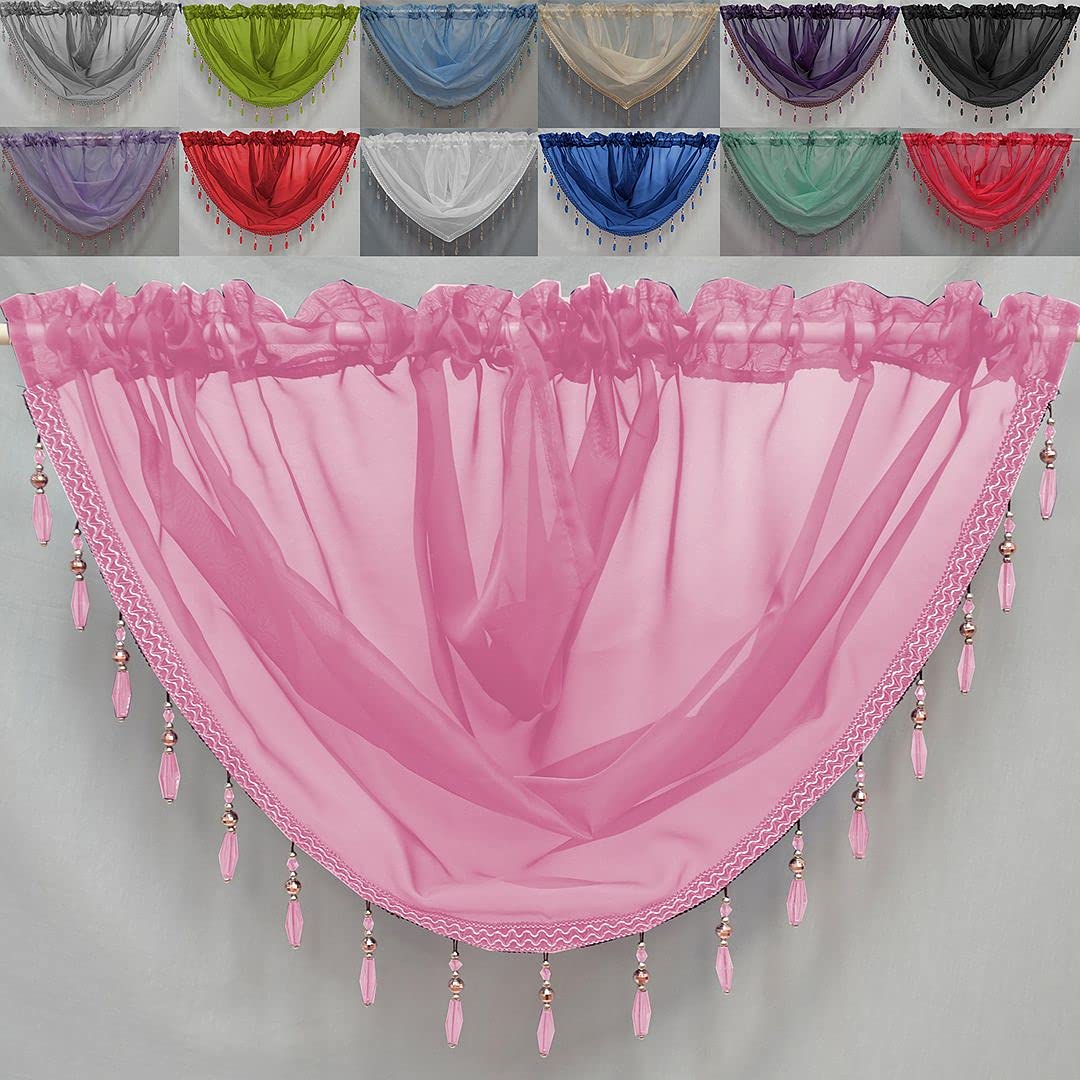 John Aird Pink Crystal Beaded Voile Curtain Swag (Pink)