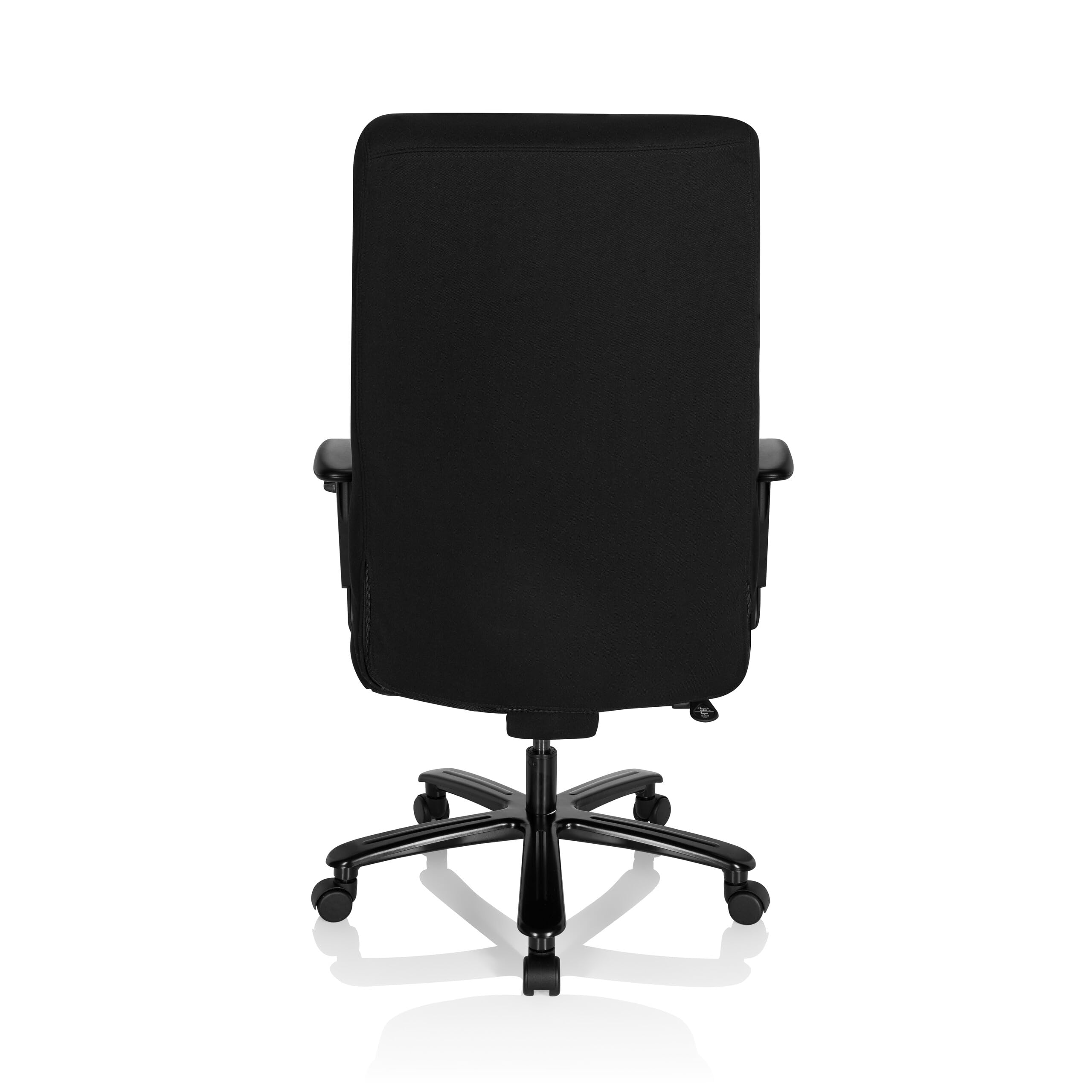 hjh OFFICE 738122 Chefsessel XXL Everest I Stoff Schwarz Schreibtischstuhl gepolstert bis 180kg belastbar, höhenverstellbar, one Size