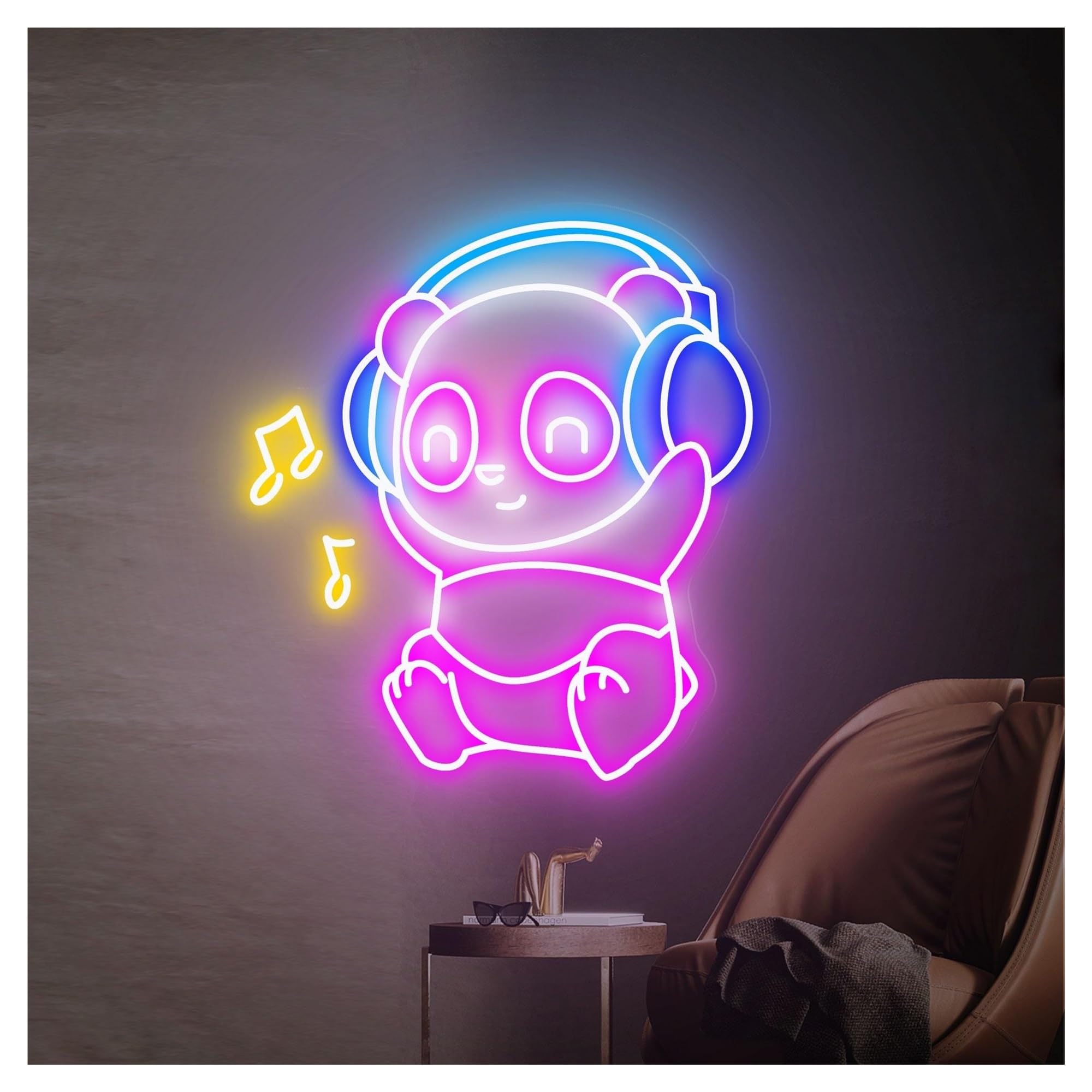 RONGCH Hanging Art Neon Signs Panda Neon Sign, Suitable for Home Bar Decor with Brightness Adjustable 50cm(D)