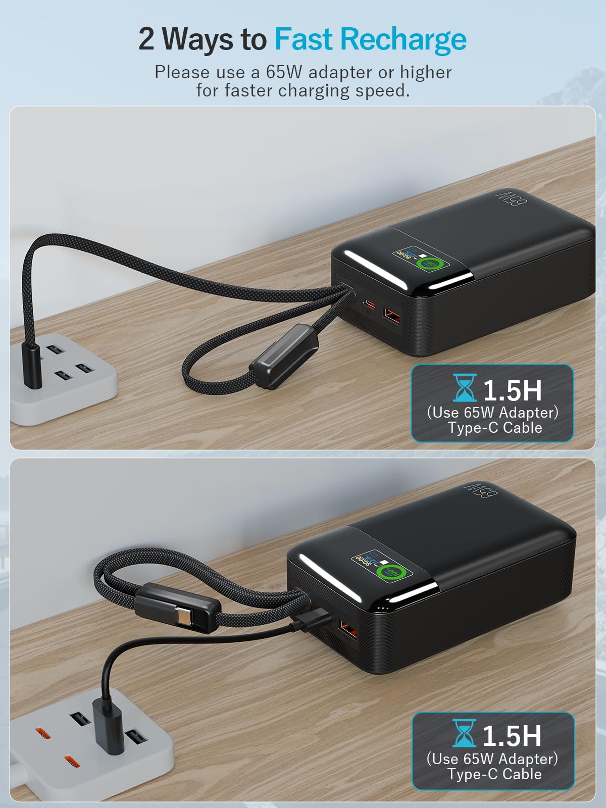 65W Laptop Power Bank, 42800mAh Caricatore Portatile | Portable Charger USB C Power Bank Ricarica Rapida per Laptop Dell XPS iPad Tablet Steam Deck iPhone Series Samsung e Altro