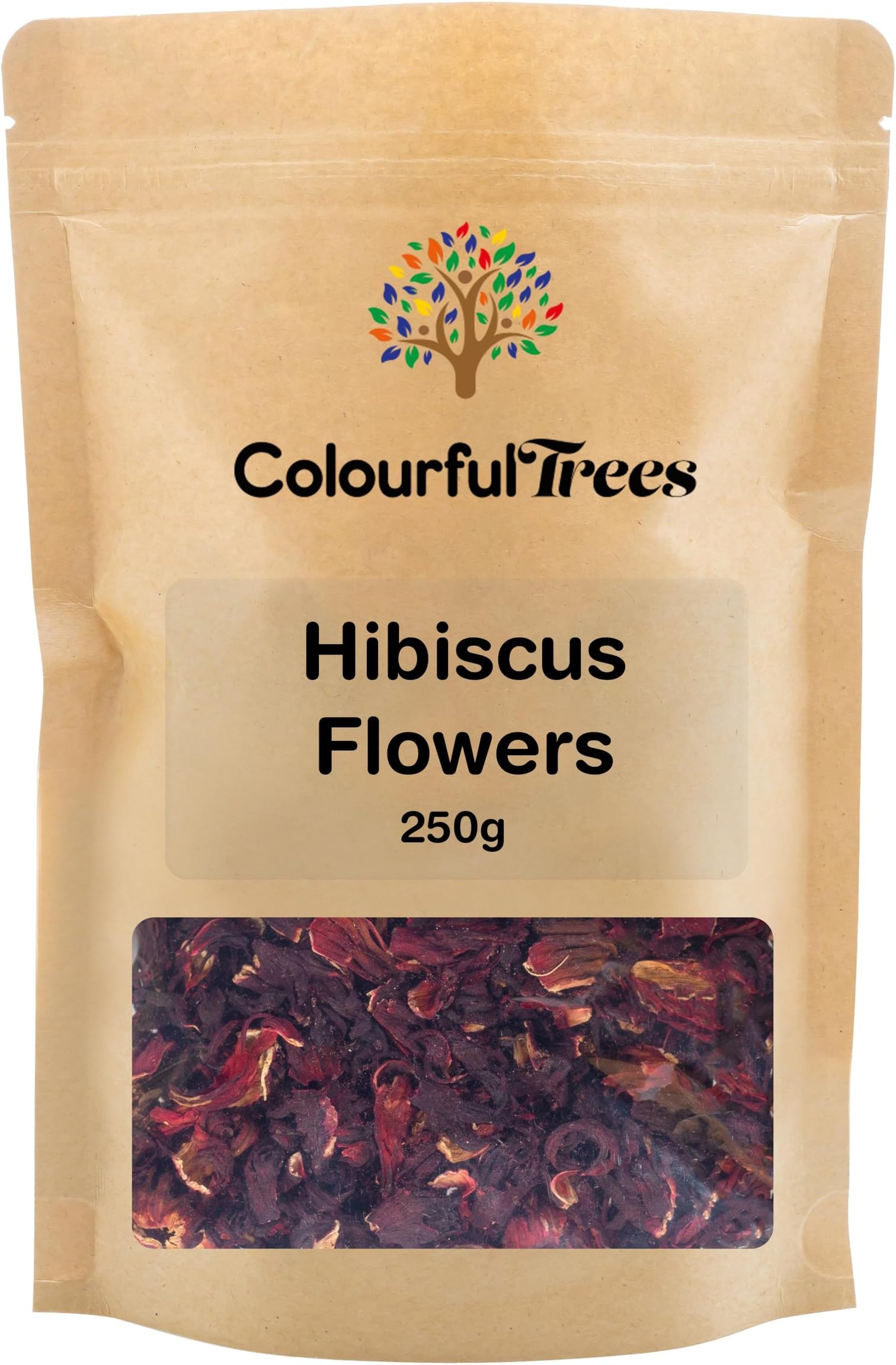 Hibiscus Flowers Whole Petals 250g by Colourful Trees