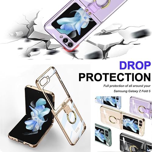 Miniatura 7 de Miimall Funda para Samsung Galaxy Z Flip 5 2023, con soporte de anillo de fácil sujeción, plegable ultrafina, sin amarilleo, cubierta trasera