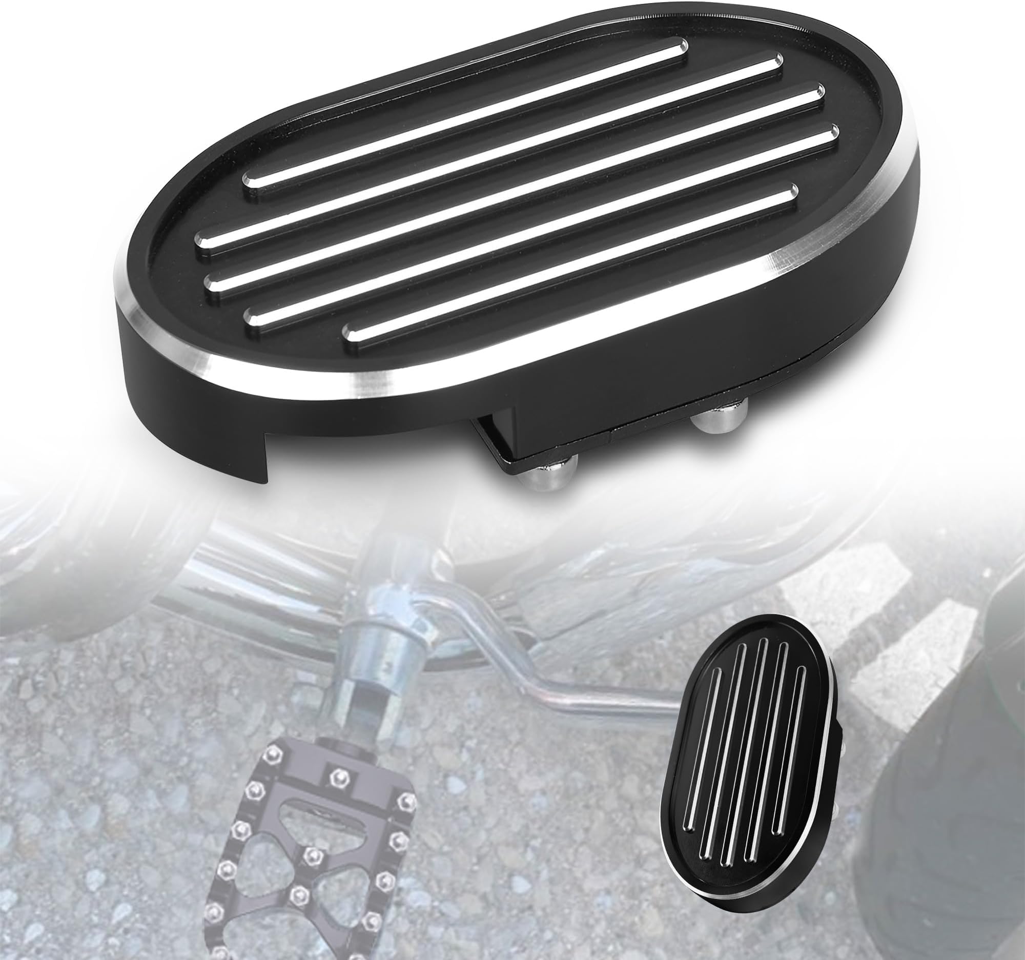 Goldfire Motorcycle Brake Pedal Pad Cover Cut Grill CNC Aluminum Billet Brake Pads Cover Replacement For H-D Dyna Wide Glide V-Rod Sportster XL 883 1200 (Black)