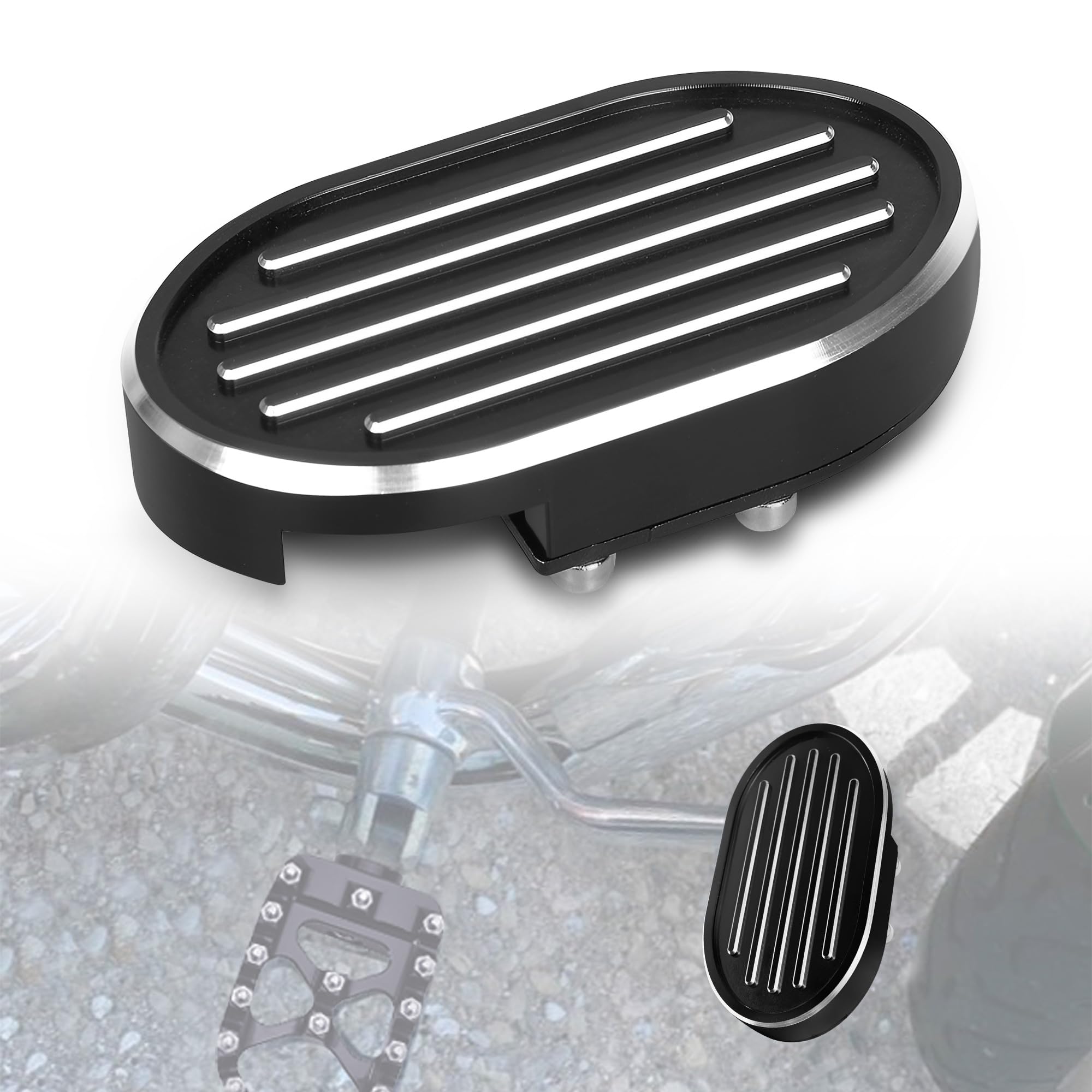 Goldfire Motorcycle Brake Pedal Pad Cover Cut Grill CNC Aluminum Billet Brake Pads Cover Replacement For H-D Dyna Wide Glide V-Rod Sportster XL 883 1200 (Black)