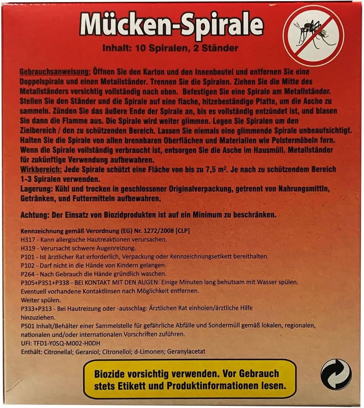 BRAECO 150x Anti-Mücken-Spirale Insektenspriale gegen Mücken Mückenschutz Mückenspirale +1x ILODA Einkaufswagenchip Metall