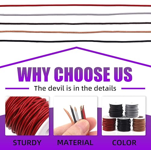 Miniatura 4 de Swpeet 1 rollo de cuerda de cuero de color natural de 0.079 in x 11 yardas, cuerda de cuero de vaca redonda para manualidades, cuerda de cuero crudo