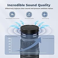 Vista 3 de Micrófonos inalámbricos, micrófonos duales UHF profesionales para karaoke, sistema de micrófono dinámico inalámbrico con receptor recargable, Plug