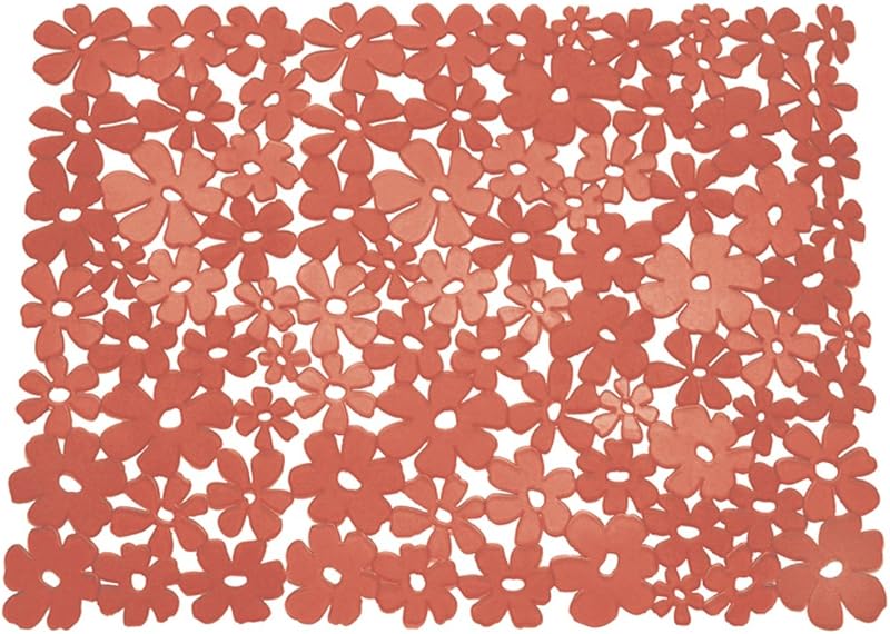 iDesign Blumz Floral BPA-Free Flexible PVC Plastic Large Sink Protector Mat - 16" x 12.5", Red