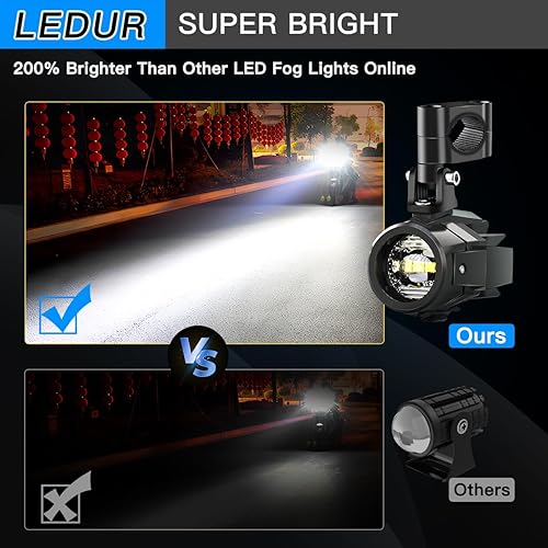 Miniatura 2 de LEDUR D3 - Luces LED de haz de inundación para motocicleta, luces auxiliares blancas con interruptor R1200GS, luces antiniebla Signa compatibles con