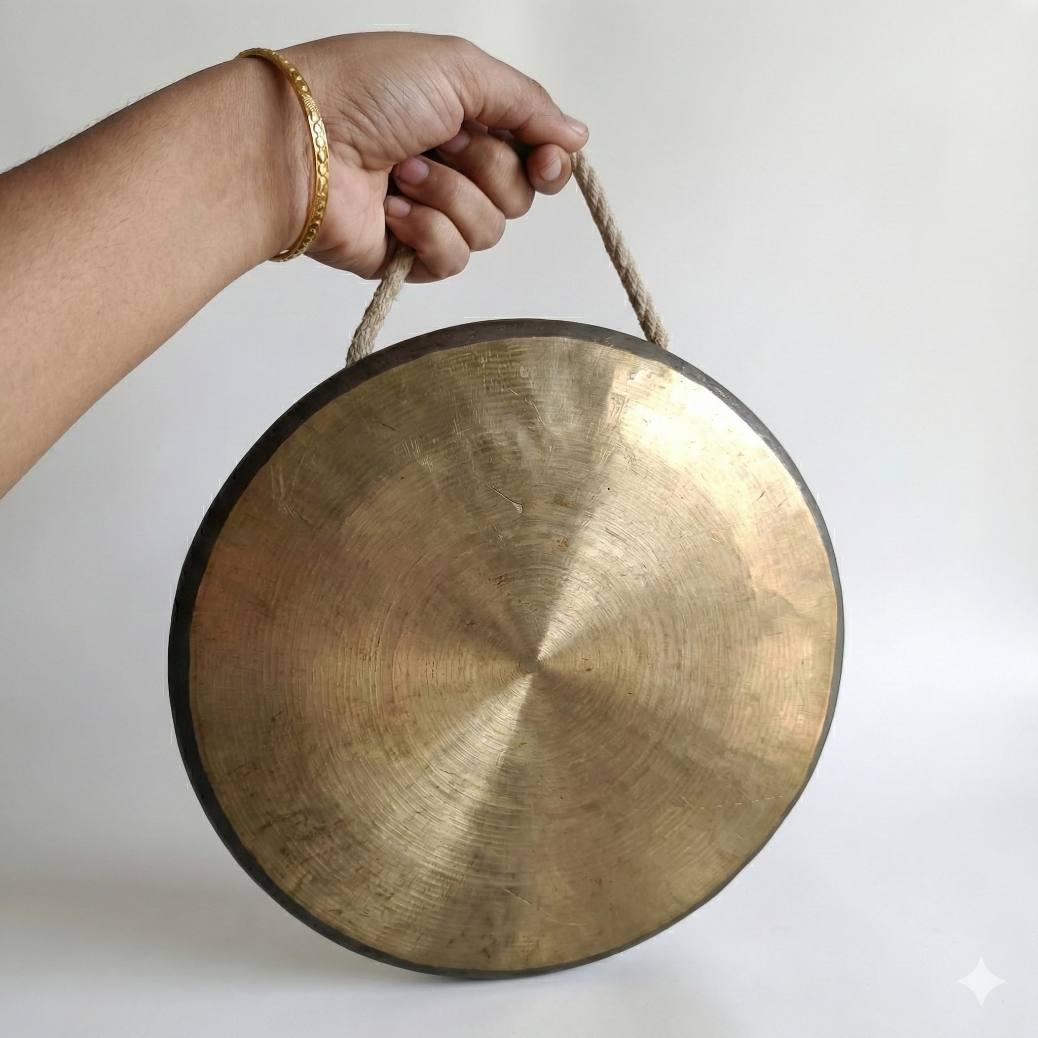 Zenith Zone Traditional Brass Pooja Kashor with Wooden Stick, 16.5 cm Diameter | Gong Bell/Ghanta/Puja Bell/Kashi-image-46