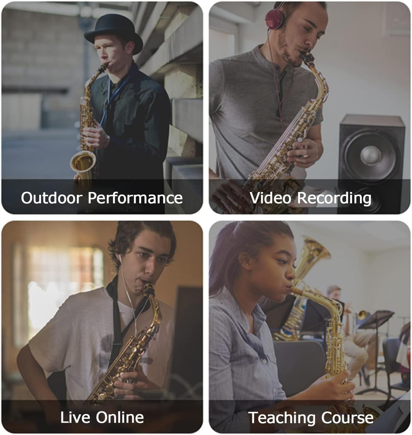 XIAOKOA Wireless Microphone for Saxophone, UHF Wireless Microphone for Musical Instruments, Wireless Receiver and Transmitter for Saxophone/Trumpet/Trombone/Clarinet