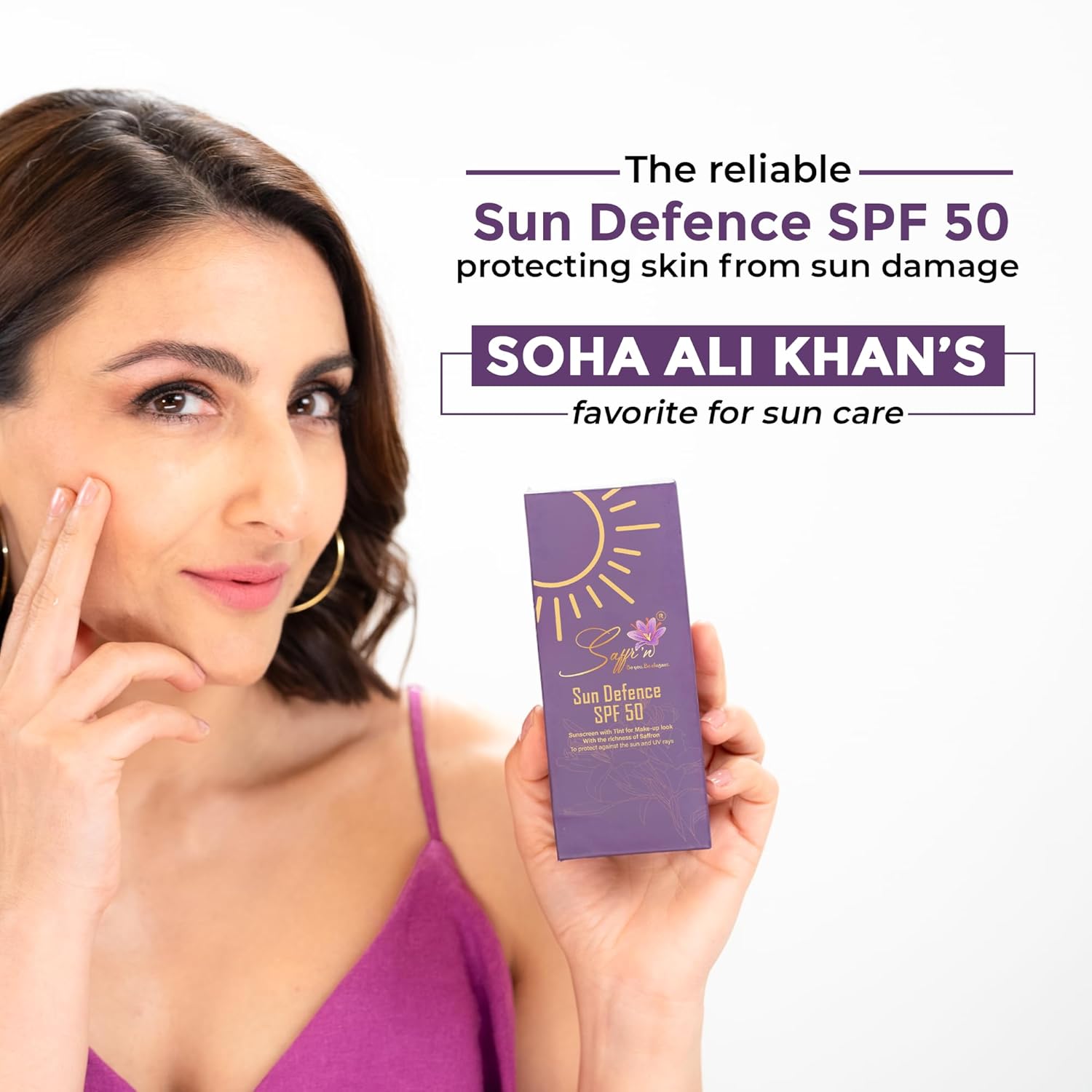 Saffr'n sun defense SPF 50 tinted sunscreen | Pa +++ | With 4% saffron extract and 1% hyaluronic acid. For all skin types. Lightweight | No White Cast | Broad spectrum | Travel pack 30 ml Saffr'n sun defense SPF 50 tinted sunscreen | Pa +++ | With 4% saffron extract and 1% hyaluronic acid. For all skin types. Lightweight | No White Cast | Broad spectrum | Travel pack 30 ml