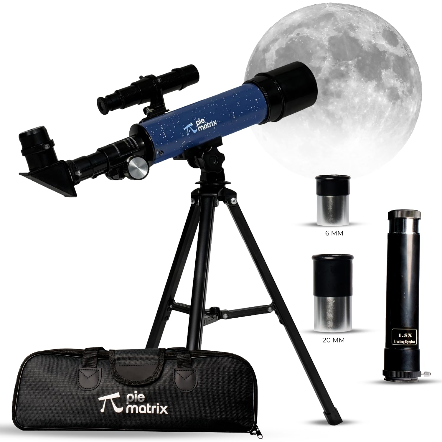 Pie Matrix Neo 50/360 HD Zoom Refractor Telescope – 90x Magnification, 360° Rotating Tripod, Clear Views of Moon & Wildlife, Lightweight Travel Bag – Ideal for Beginners & Stargazers.