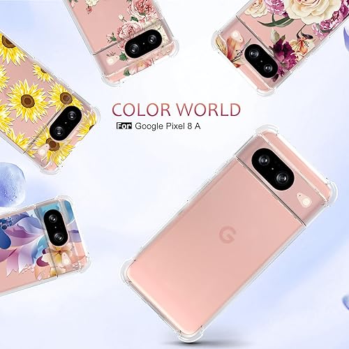 Miniatura 6 de Osophter Funda para Google Pixel 8A transparente para mujeres y niñas, esquinas reforzadas de TPU flexible para Pixel 8A, transparente