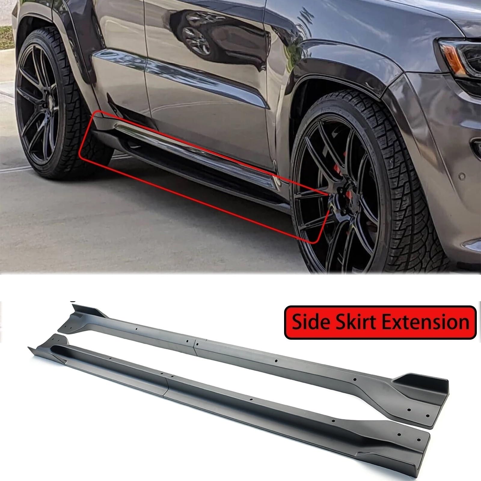 Auto Schweller Seitenschweller Für Jeep Für Grand Für Cherokee Für SRT Für SRT8 Wk2 2012-2021 Auto Seite Rock Verlängerung Splitter Lip Spoiler Diffusor Zubehör (Farbe : Glossy Black)