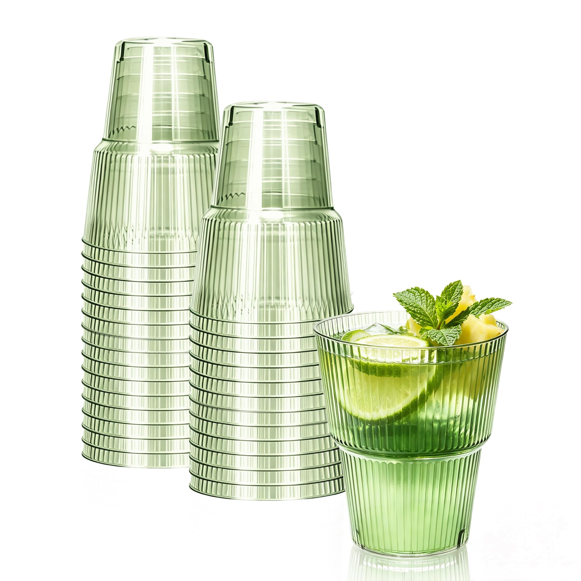 50 Pack Green Plastic Wine Glasses, 14 oz Clear Plastic Cups — Amazon image 10