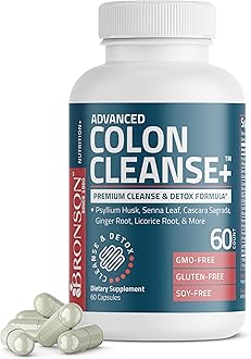 Advanced Colon Cleanse Premium Cleanse & Detox Formula with Psyllium Husk, Senna Leaf, Cascara Sagrada, Ginger Root, Licorice Root & More, Non-GMO, 60 Capsules