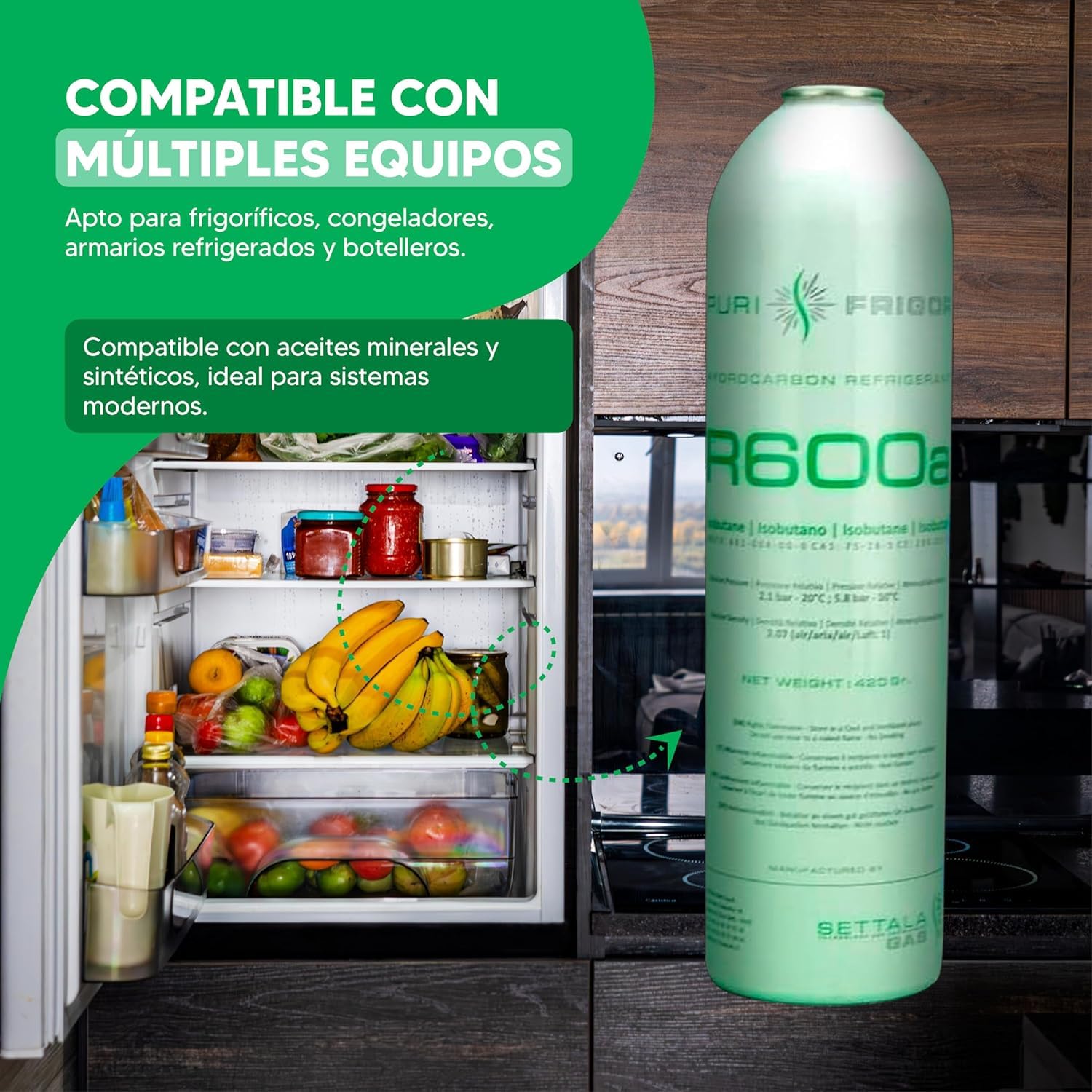 REPORSHOP - Kit Recarga Gas Refrigerante R600a 420g + Manguera de Carga y Válvula de Servicio - Kit para Recargar Nevera, Frigorífico, Freezer, Botellero, Armario Refrigerado