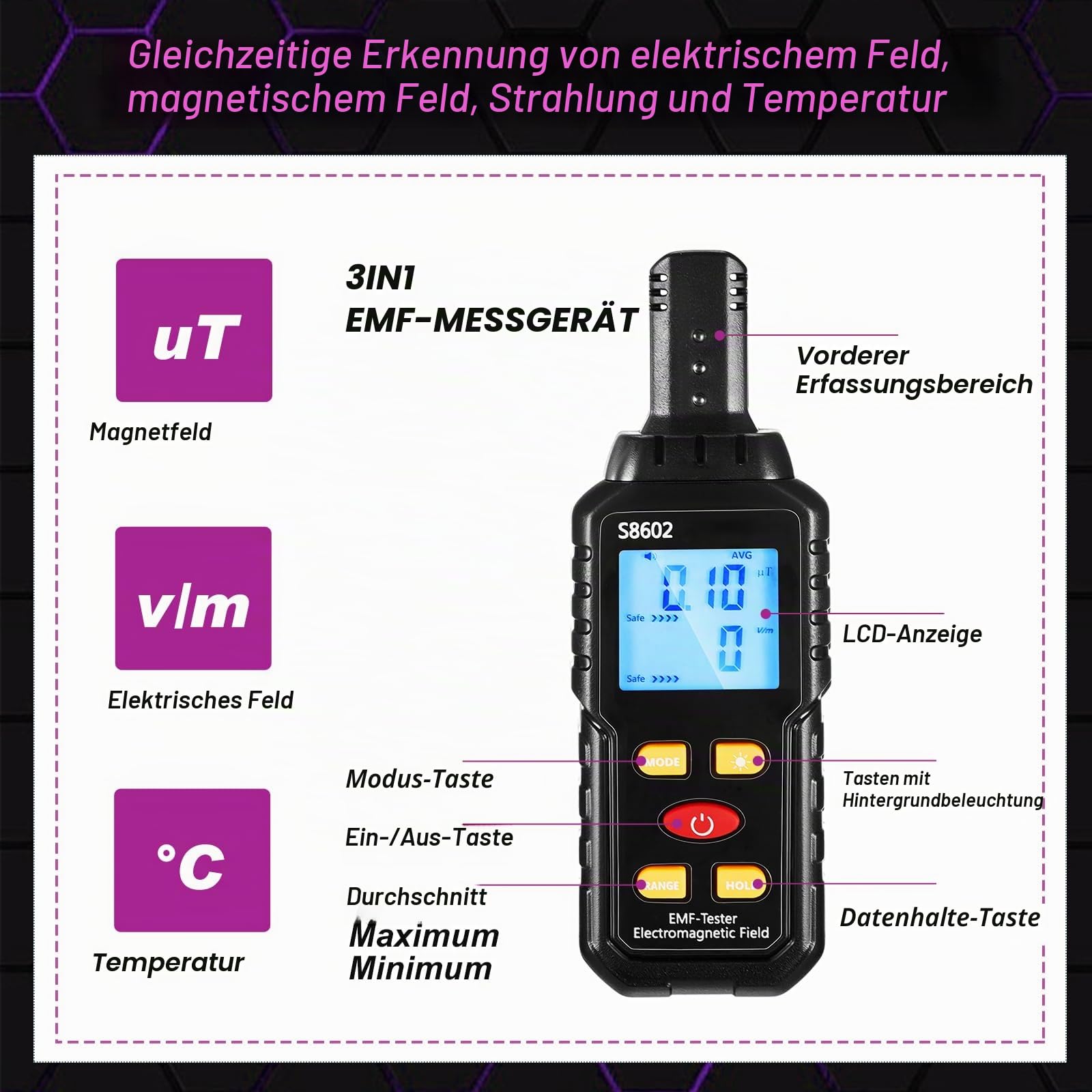 Dunzy Geisterjagdausrüstungs-Set: EMF-Messgerät, LED-Bälle, digitales Diktiergerät