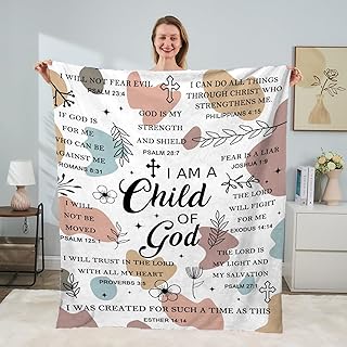 Christian Gifts for Women - I Am a Child of God Blanket, Faith Bible Religious Gifts, Secret Sister Gifts for Women Christian Inspirational Blankets Super Soft Flannel Throw Blanket 50"x60"