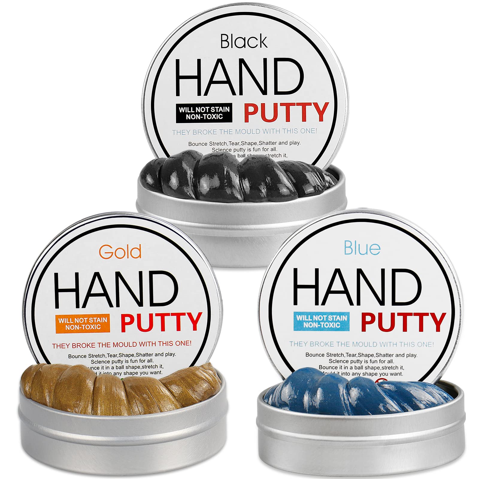 Arfun3 Pack with Blue Slime, Gold Slime and Black Slime, Slime Putty with Upgraded Magnet Gift for Boys Girls Adults