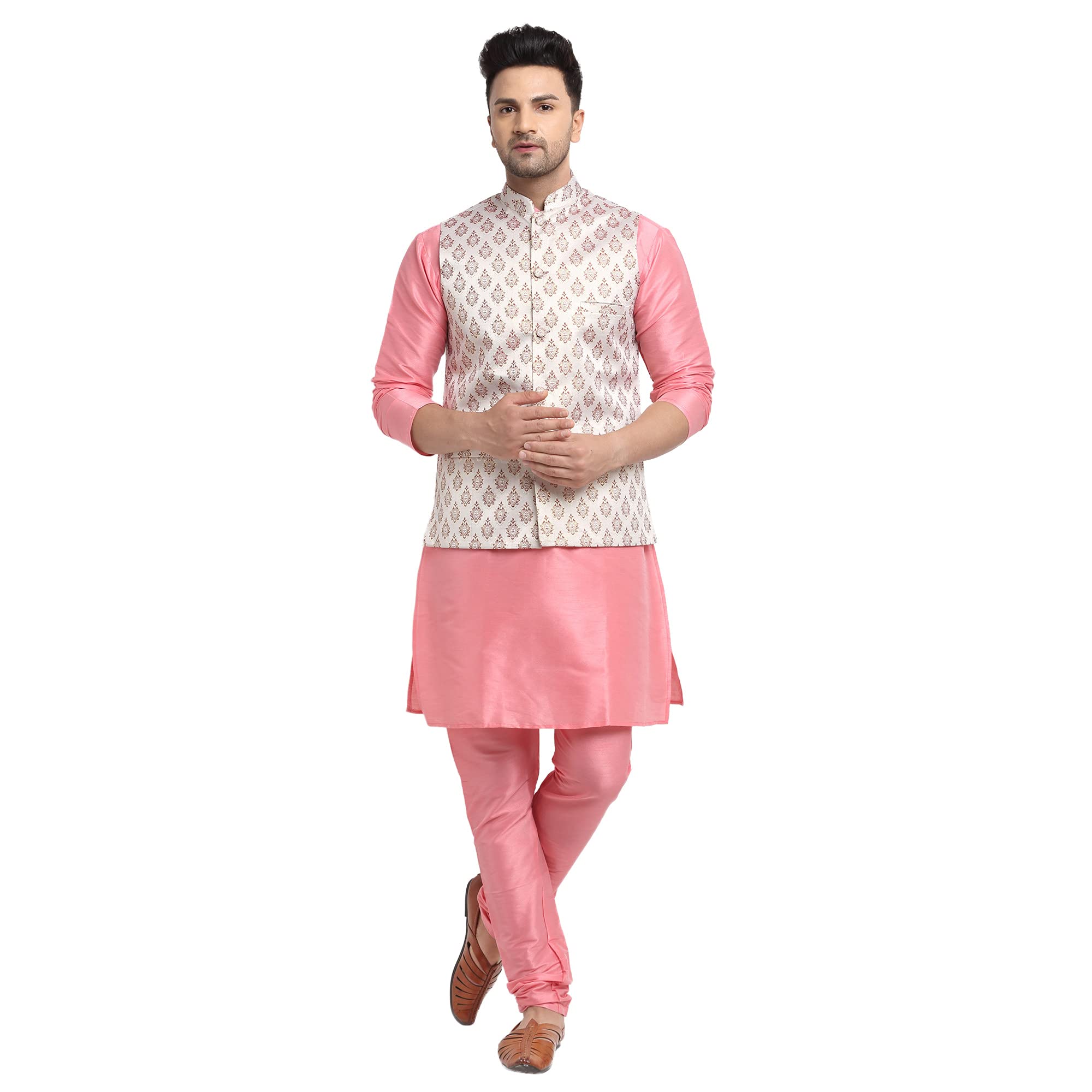 abh lifestyle Men's Kurta Pyjama & Printed Nehru Jacket Set.-picture-10