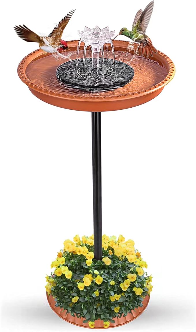 Ribgwo Solar Bird Baths Fountains for Hummingbirds,Stable