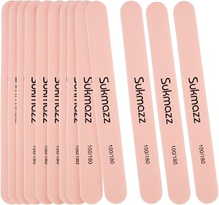 Sukmazz Nail Files Set,12PCS Professional Nail Files Double Sided Emery Board,Fingernal Buffing Files for Home,100/180 Grit