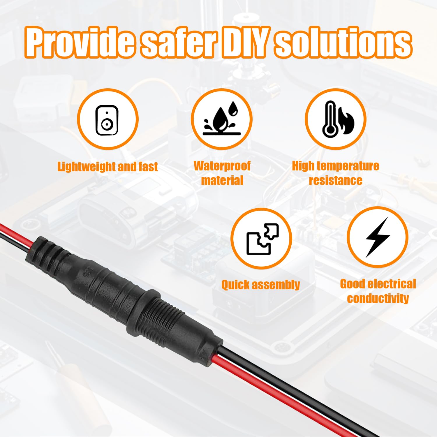 PNGKNYOCN 10 Pack DC Power Jack Panel Mount Connector,DC 5.5mm X 2.1mm Female 2 Pin