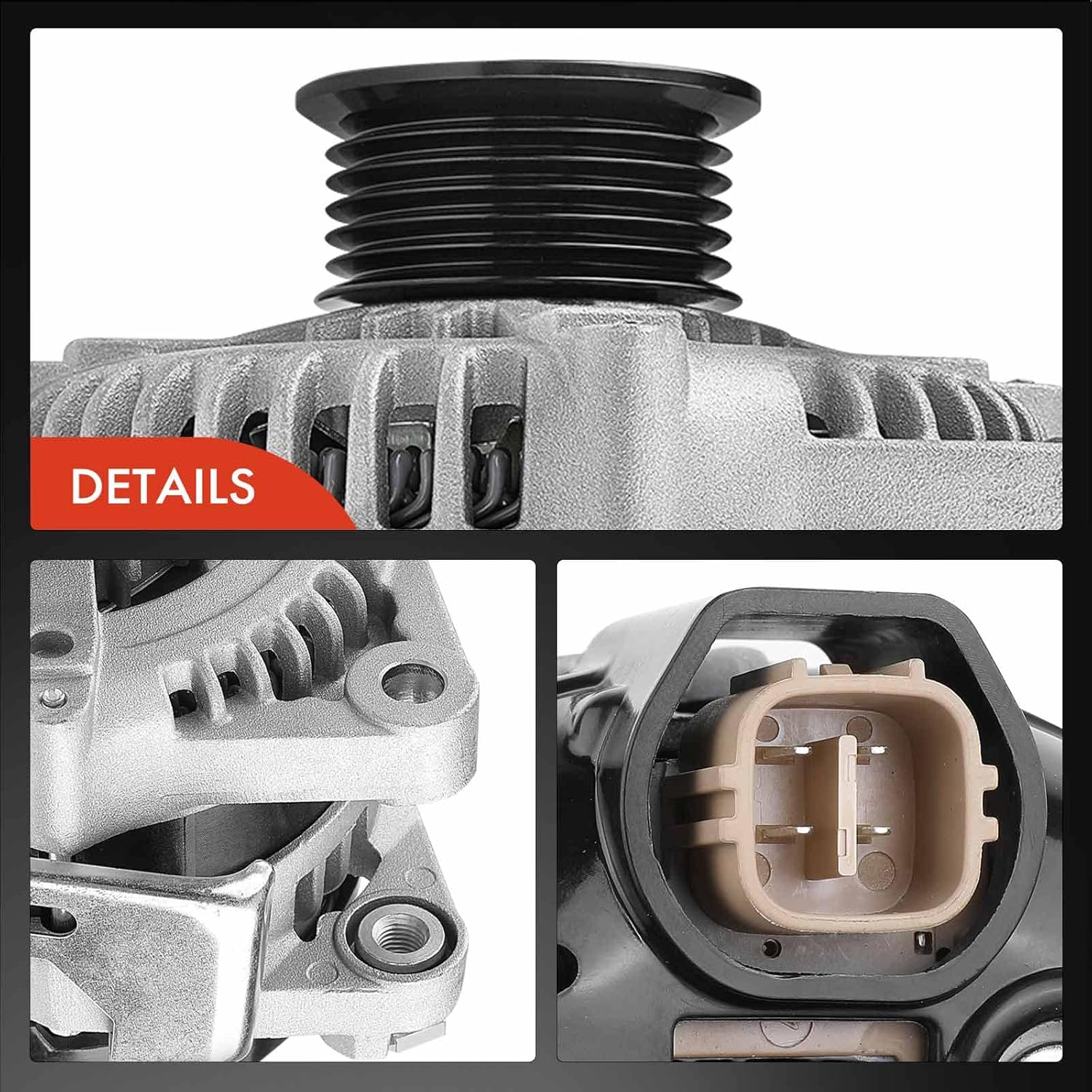 A-Premium Alternator Compatible with Hyundai & Kia - Santa Fe 13-18, Genesis 12, Azera 12-17, Cadenza 14-16, K900 16-17, Sedona 11-12 14-18, Sorento 11 15-18 - 12V 150A Clockwise 6-Groove Pulley