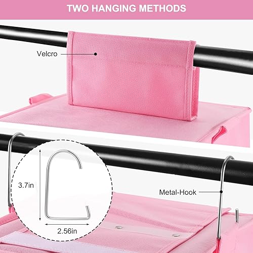 Miniatura 3 de Fixwal Organizador semanal de ropa de 6 estantes para niños, estante diario para niños, organizador de armario colgante con 6 bolsillos laterales,