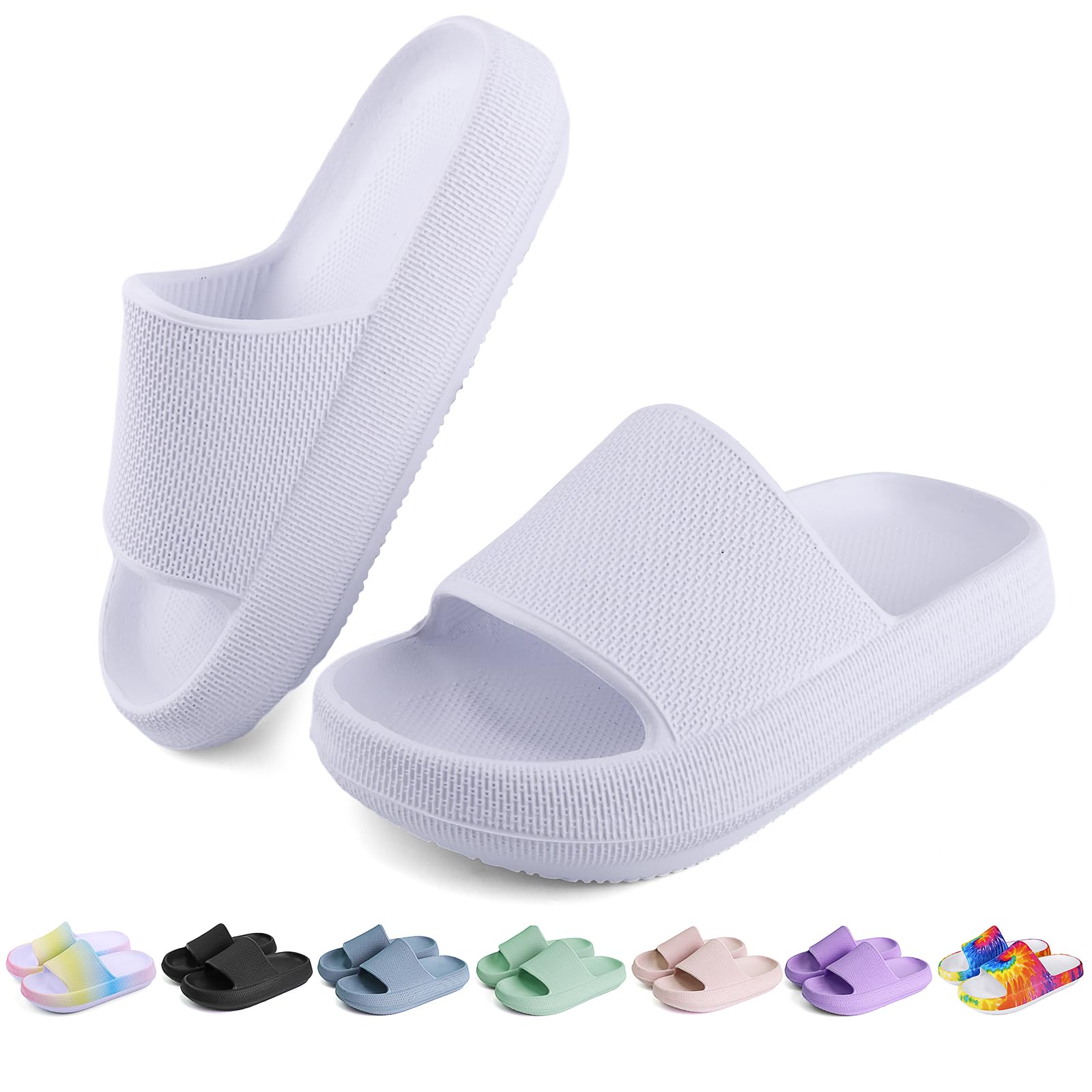 OUYADU Kids Cloud Slides Boys Girls Flip Flops Slip On Beach Sandals Youth Pool Shower Shoes EVA Summer Slippers（11 Little Kids - 6 Big Kids）